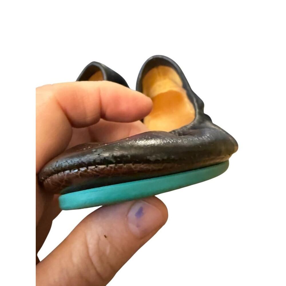 EUC TIEKS Black Leather Ballet Flats 7 $50 - Picture 4 of 8
